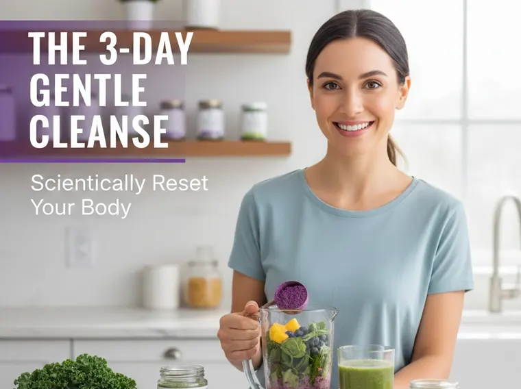 Infographic illustrating the 3 biggest myths about the 3-Day Gentle Cleanse, contrasting the loss of water and fecal matter vs. fat, explaining that severe headaches are stress responses, and arguing that fiber-based cleansing is superior to zero-fiber juice fasting for colon health and metabolic reset.
