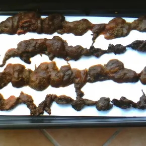 Lonnie C. testimonial photo showing over 5 feet of stored intestinal residues released after the cleanse, demonstrating efficacy even for those already eating clean